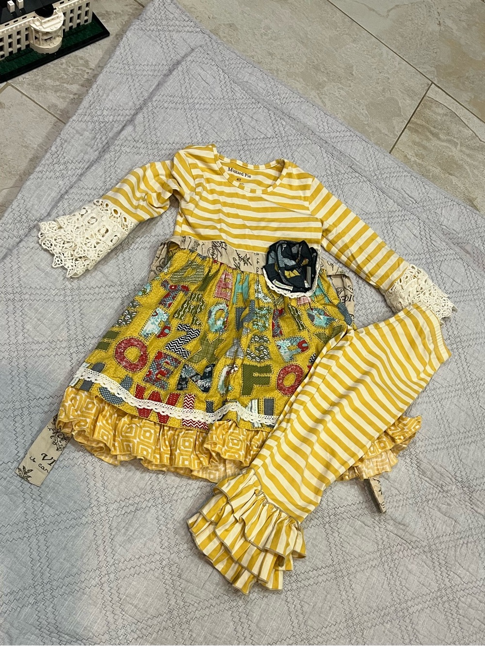 Mustard pie ABC school outfit Toddler size 4t